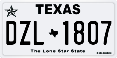 TX license plate DZL1807