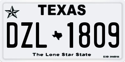 TX license plate DZL1809