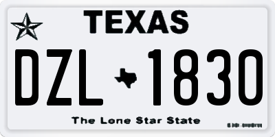 TX license plate DZL1830