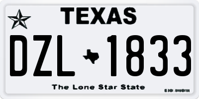 TX license plate DZL1833
