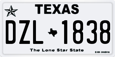TX license plate DZL1838