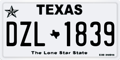 TX license plate DZL1839