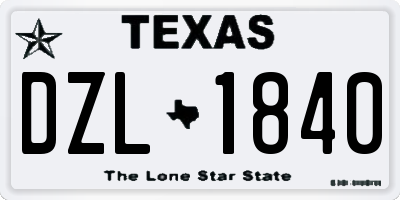 TX license plate DZL1840