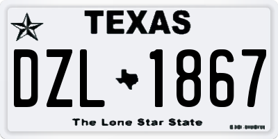 TX license plate DZL1867