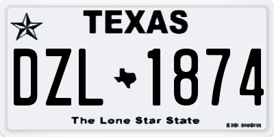 TX license plate DZL1874