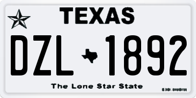 TX license plate DZL1892