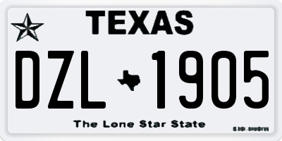 TX license plate DZL1905