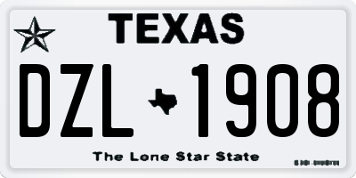 TX license plate DZL1908
