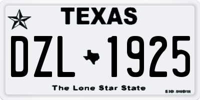TX license plate DZL1925