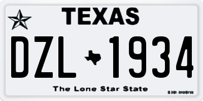 TX license plate DZL1934