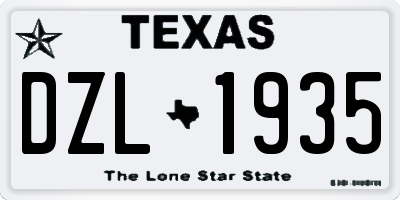 TX license plate DZL1935