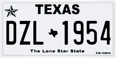 TX license plate DZL1954