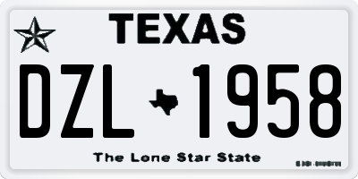 TX license plate DZL1958