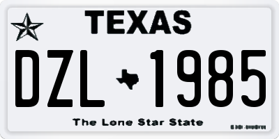TX license plate DZL1985