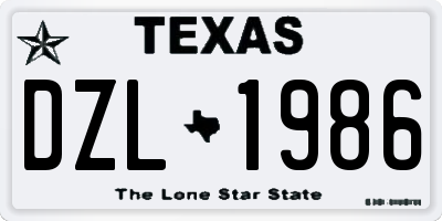TX license plate DZL1986