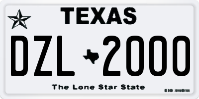 TX license plate DZL2000
