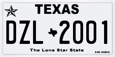 TX license plate DZL2001