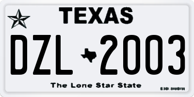 TX license plate DZL2003
