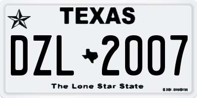 TX license plate DZL2007