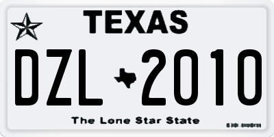 TX license plate DZL2010