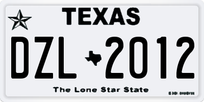 TX license plate DZL2012