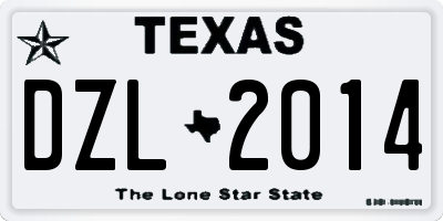 TX license plate DZL2014