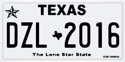 TX license plate DZL2016