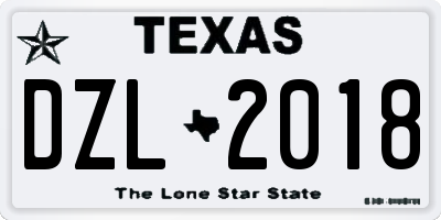 TX license plate DZL2018