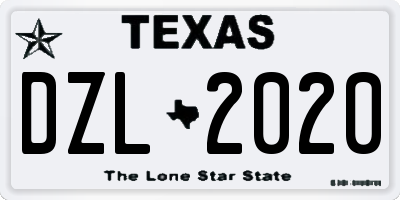 TX license plate DZL2020