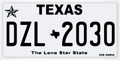 TX license plate DZL2030