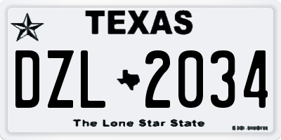TX license plate DZL2034