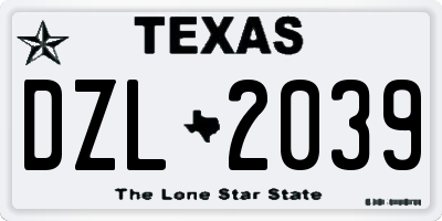 TX license plate DZL2039
