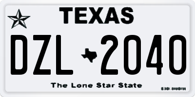 TX license plate DZL2040