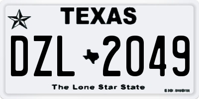 TX license plate DZL2049