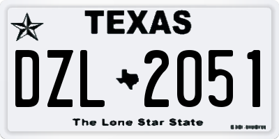 TX license plate DZL2051