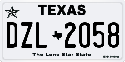 TX license plate DZL2058