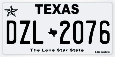 TX license plate DZL2076