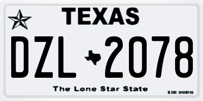 TX license plate DZL2078