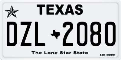 TX license plate DZL2080