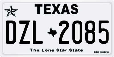TX license plate DZL2085