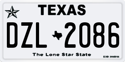 TX license plate DZL2086