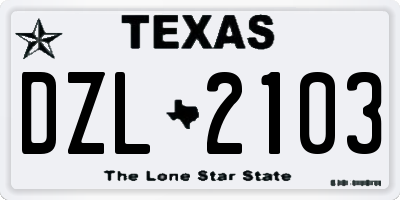 TX license plate DZL2103