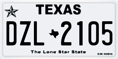 TX license plate DZL2105