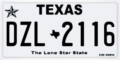 TX license plate DZL2116