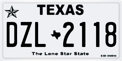 TX license plate DZL2118