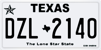 TX license plate DZL2140