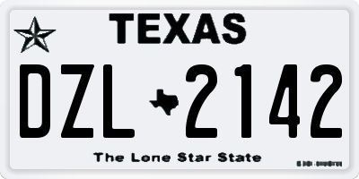 TX license plate DZL2142