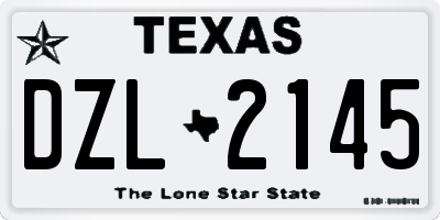 TX license plate DZL2145