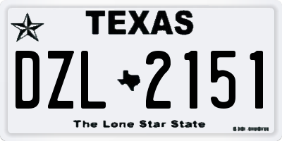 TX license plate DZL2151