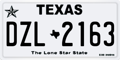 TX license plate DZL2163